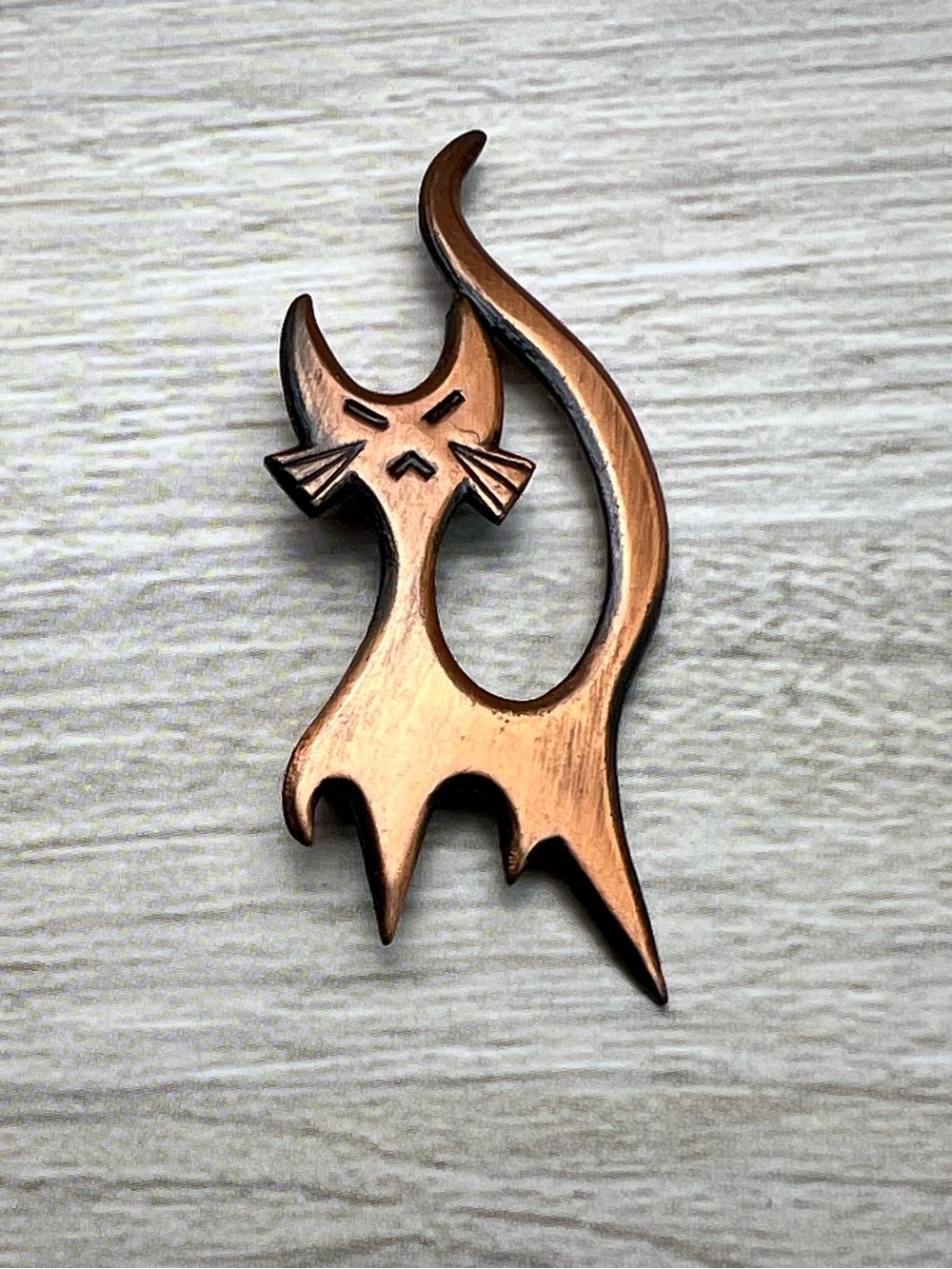 Vintage 1960’s Copper Abstract Cat Pin